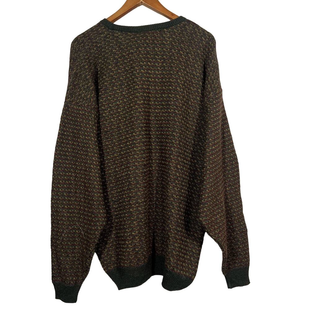 Vintage Hill & Archer V Neck Dad Sweater Rust Brown Fall Long Sleeve - XL